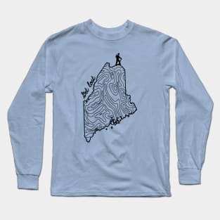 Get Lost Hiking Topographic Art Hike Maine State Map Long Sleeve T-Shirt